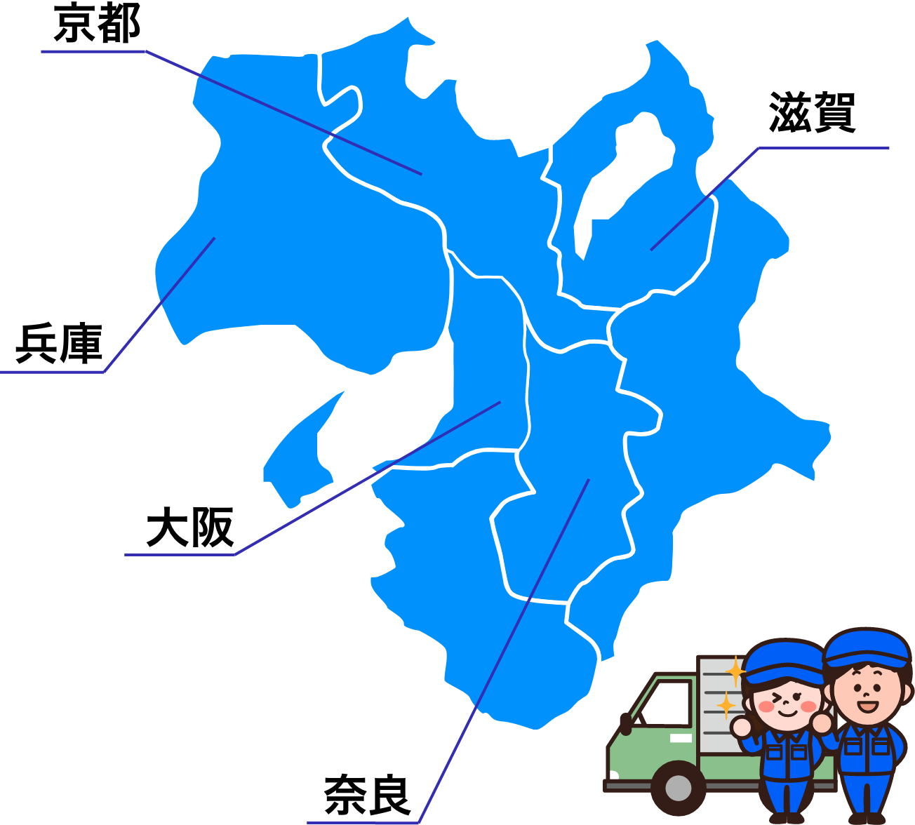 東海3県の地図のイラスト